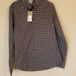 Men's Plaid Slim Fit Stretch Performance Long Sleeve Button-Down Shirt, …